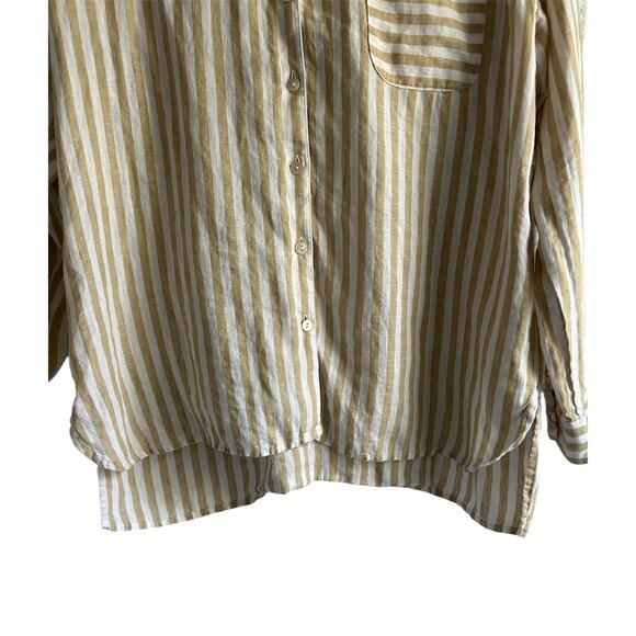 J.Jill Love Linen Medium 100% Linen Oversized‎ Striped Lagenlook Button Up Shirt - Picture 5 of 7